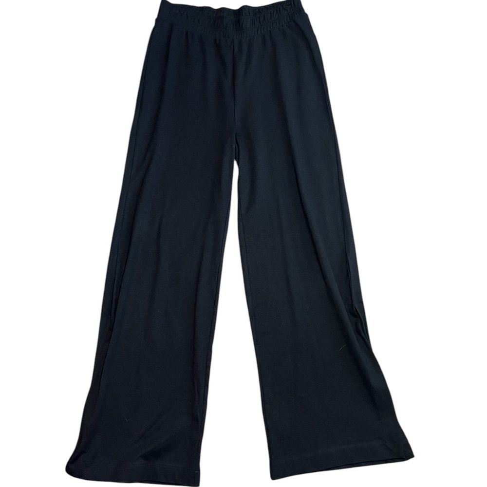 Zara Black Wide Leg Pants With Slit Hem Size 28 NWOT